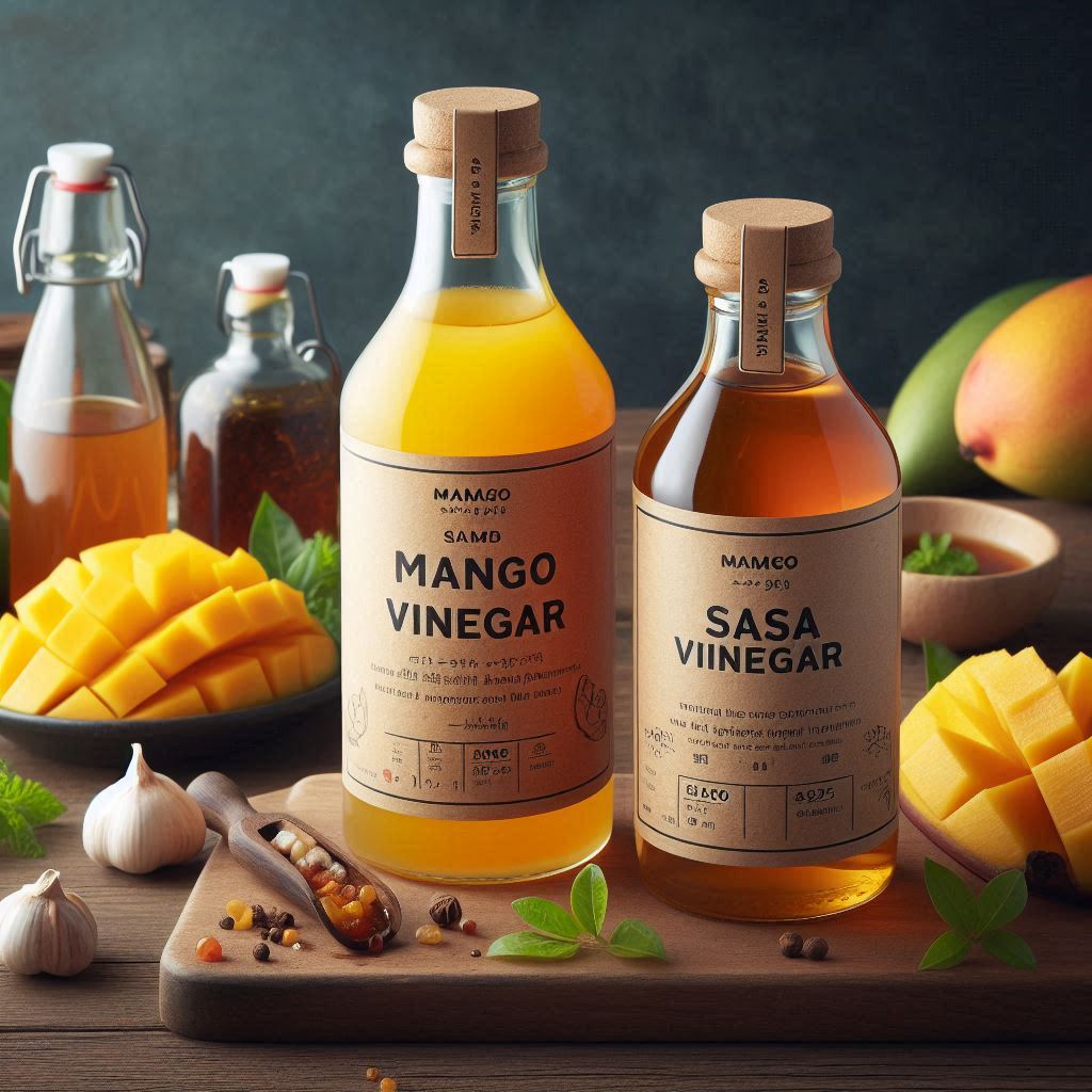 Gourmet Filipino vinegar infused with mango and sasa.