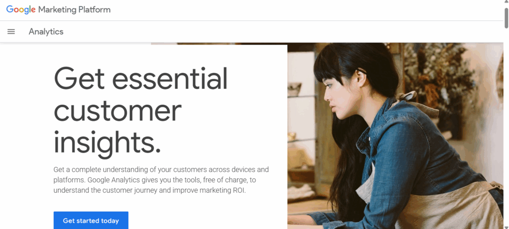 A screenshot of google analytics