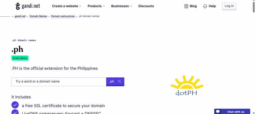 a screenshot of gandi ph domain registrar