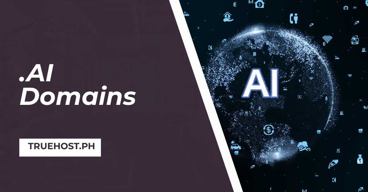 Shows the ai graphic, truhost.ph link and the title, .ai domains