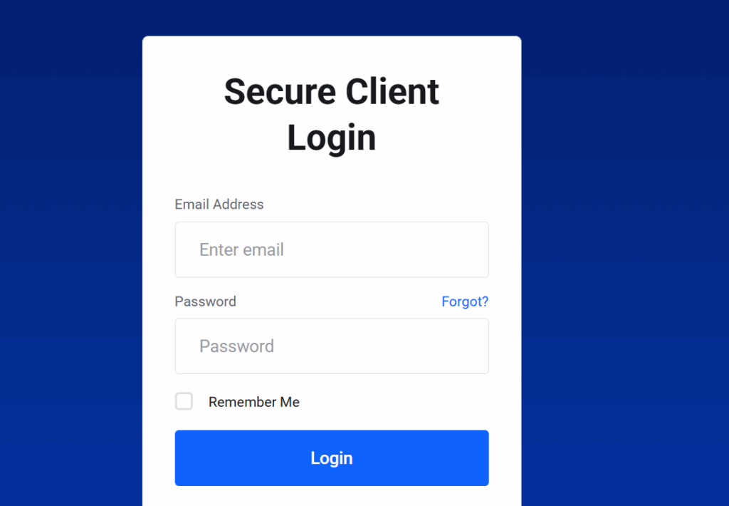 a screenshot of truehost client login section