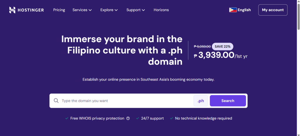 A screenshot of hostinger 