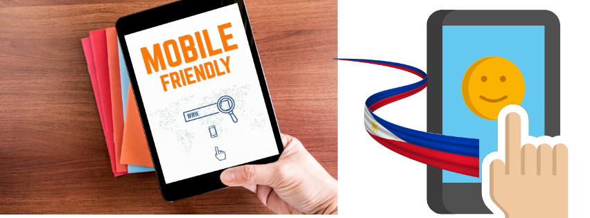 Shows a mobile friendly graphics and the philippines flag, represents an online education platform