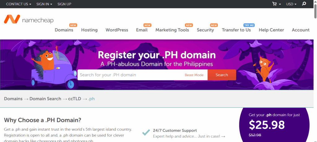 A Screenshot of namecheap 