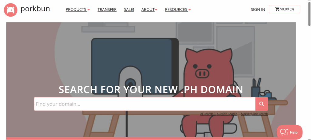 a screenshot of porkbun ph domain registrar