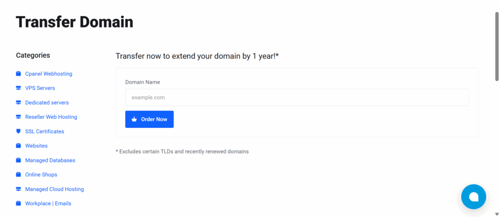 A Screenshot of domain transfer section in truehost ph