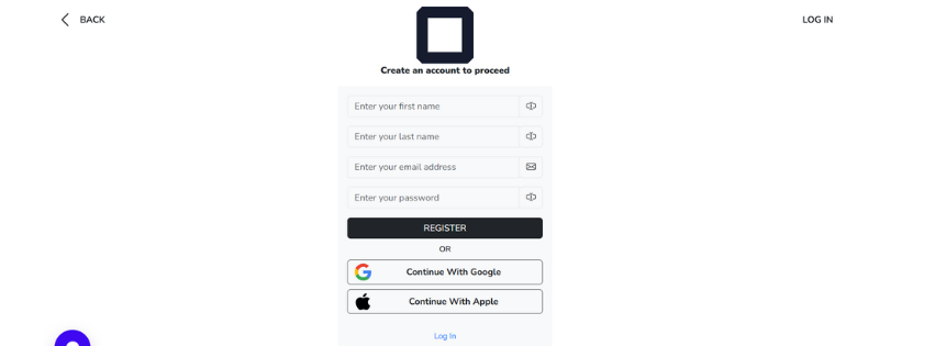 Shows a screenshot of the olitt ai website builder create account section