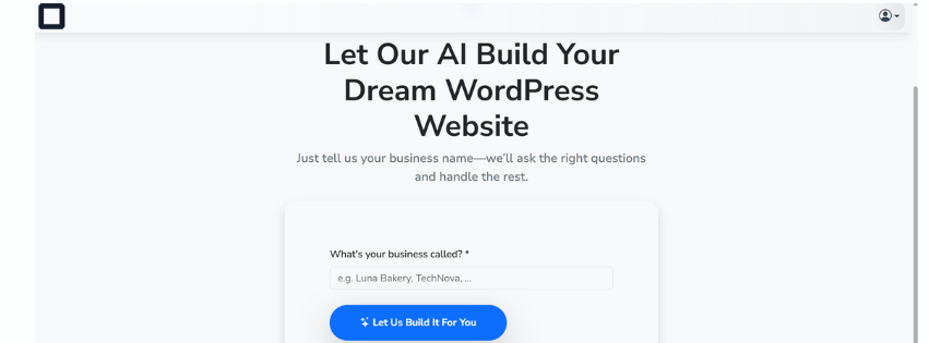 A screenshot of the olitt ai website builder seeking to understand more through questions on your idea