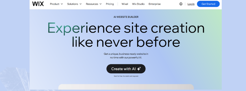 A screenshot of Wix ADI homepage, another ai website builder