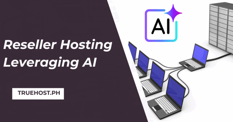 Shows a resller hosting business model graphic, an ai icon and the title reseller hosting leveraging ai